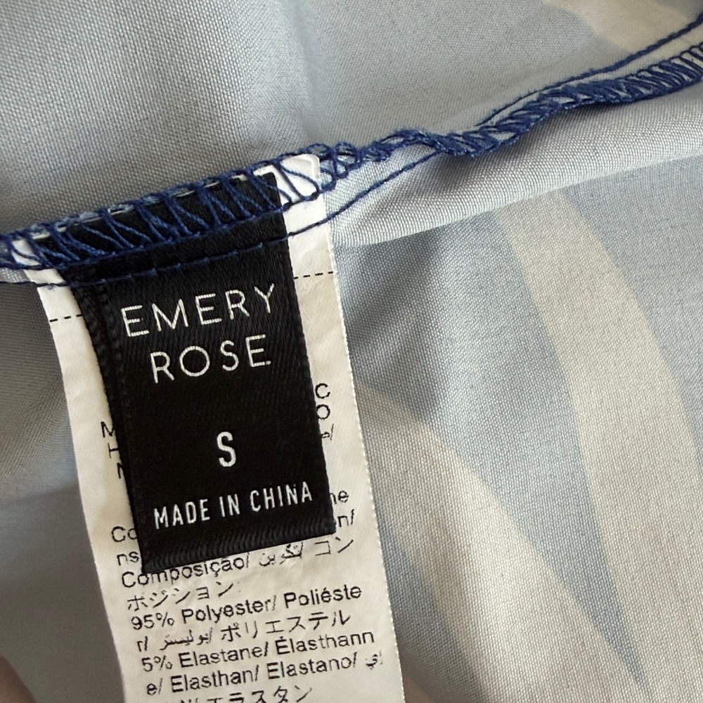 Emery Rose Floral Royal Blue Cap Sleeve Top - Picture 6 of 6